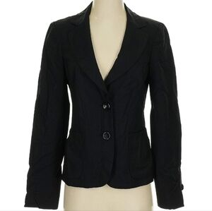 $578 Classiques Entier Wool Lycra Elegant Black Jacket